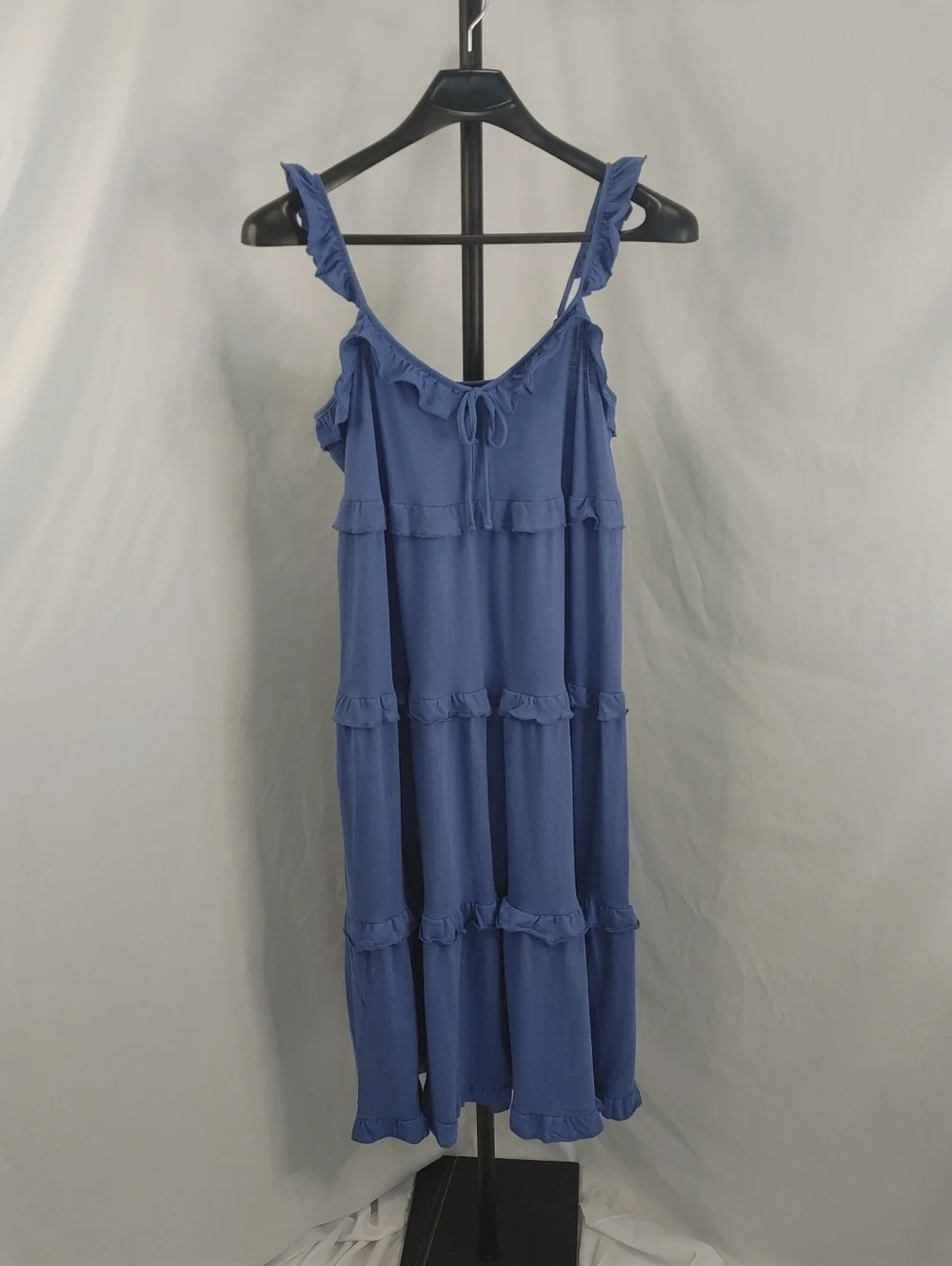 J.Crew Re Imagined Blue Tiered Ruffle Midi Dress Women Medium Flowy Cotton